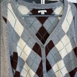 Argyle Cropped Cardigan Sweater